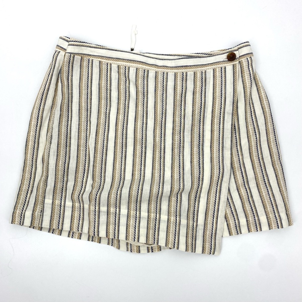 Akemi + Kin Striped Skort Linen Cream Gold
